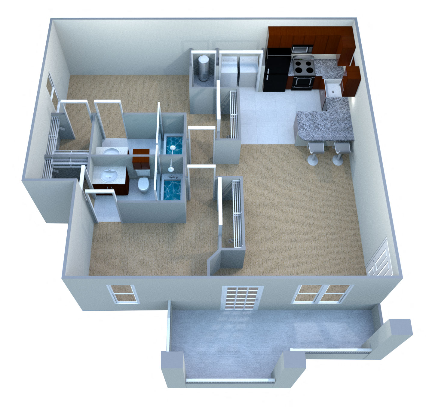 Floor plan for 2 beds, 2 baths, 1093 sqft